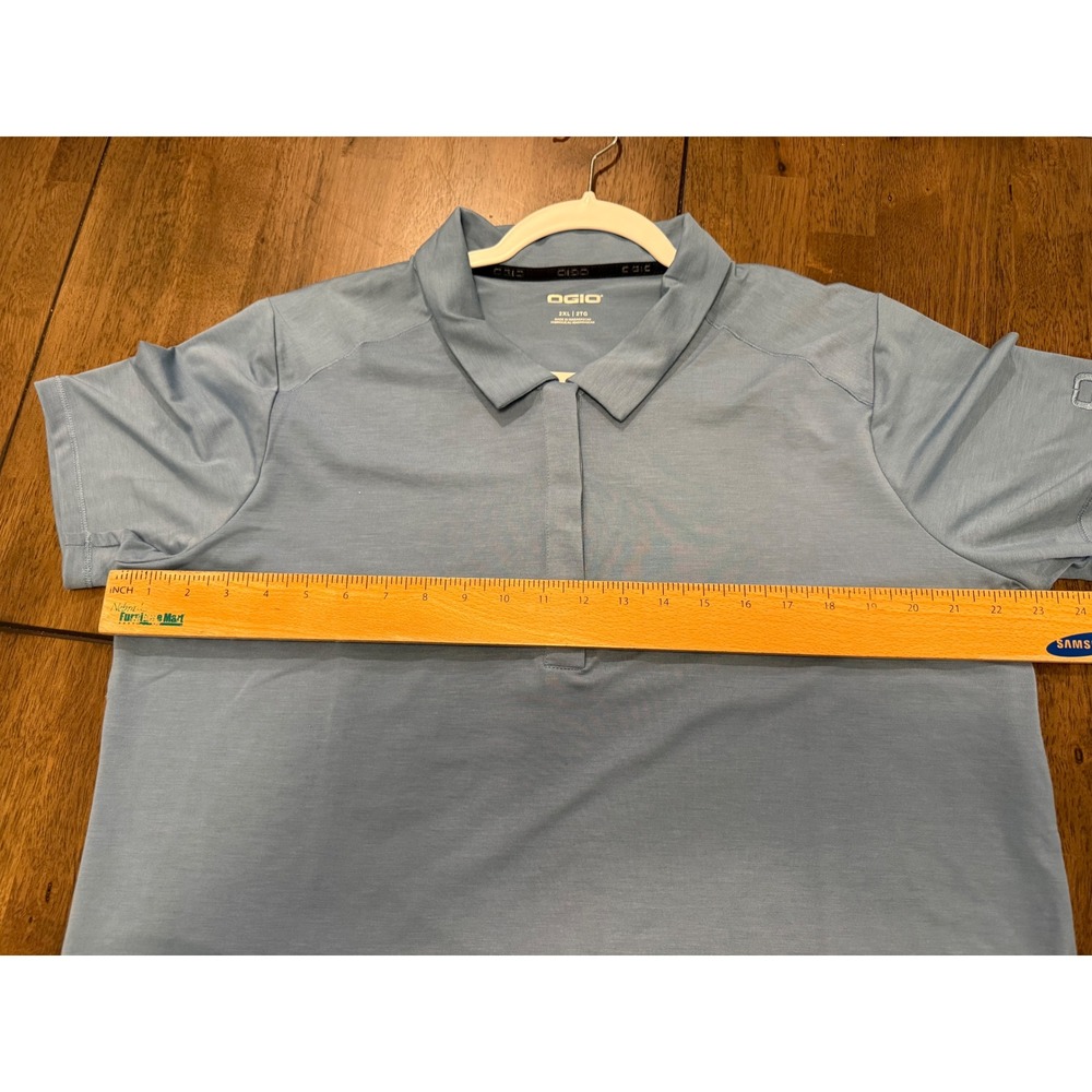 OGIO Womens 2XL Light Blue Short Sleeve Performance Polo Shirt Hidden Placket - Picture 3 of 5